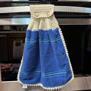 Blue and Cream Hanging Kitchen Towel